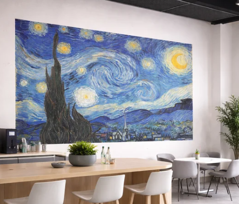 Fresque immersive espace professionnel type Nuit Étoilée